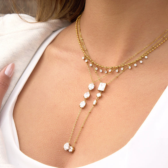 Wholesale Women's Geometric Stainless Steel Yshaped Chain Necklace With Vacuum Real Gold Plating