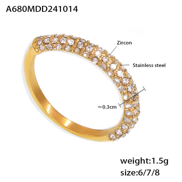 Wholesale Women's Geometric Stainless Steel Zircon Electroplated Ferris Wheel Ring Jewelry