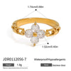 Wholesale Women's Geometric Stainless Steel Zircon Electroplated Interlocking Bracelet And Ring Hand Jewelry