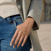 Wholesale Women's Geometric Stainless Steel Zircon Electroplated Interlocking Bracelet And Ring Hand Jewelry