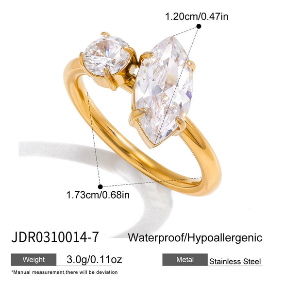 Wholesale Women's Geometric Stainless Steel Zircon Electroplated Interlocking Bracelet And Ring Hand Jewelry
