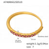 Wholesale Women's Geometric Stainless Steel Zircon Goldplated Ferris Wheel Open Ring Hand Jewelry