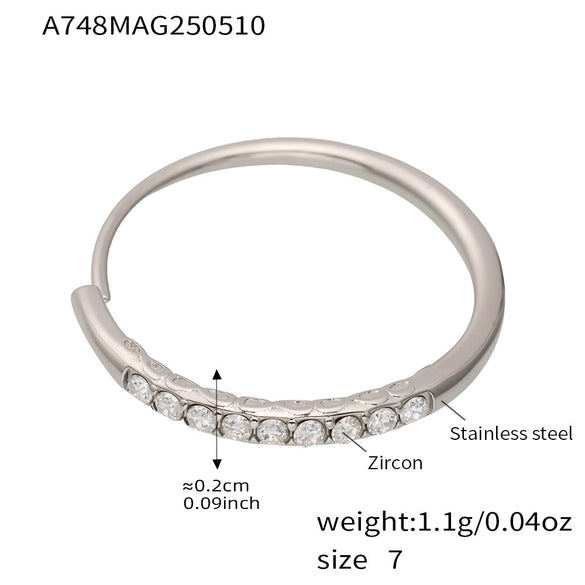 Wholesale Women's Geometric Stainless Steel Zircon Goldplated Ferris Wheel Open Ring Hand Jewelry