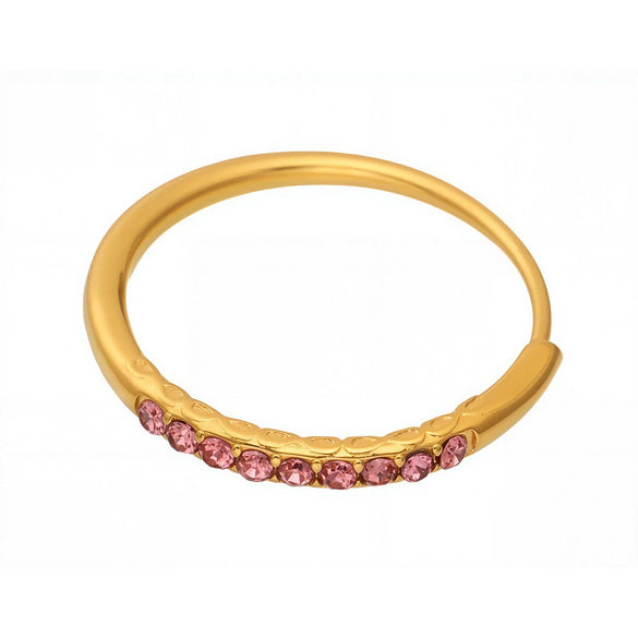Wholesale Women's Geometric Stainless Steel Zircon Goldplated Ferris Wheel Open Ring Hand Jewelry