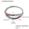 Wholesale Women's Geometric Stainless Steel Zircon Inlaid Pearl Electroplated Adjustable Open Ring Hand Jewelry