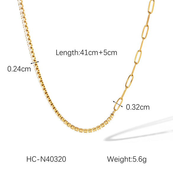 Wholesale Women's Geometric Stainless Steel Zircon Inlay Cross Chain Necklace And Bracelet Jewelry
