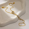 Wholesale Women's Geometric Stainless Steel Zircon 18K Goldplated Wrist Chain Bracelet Hand Jewelry