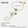 Wholesale Women's Geometric Stainless Steel Zircon 18K Goldplated Wrist Chain Bracelet Hand Jewelry