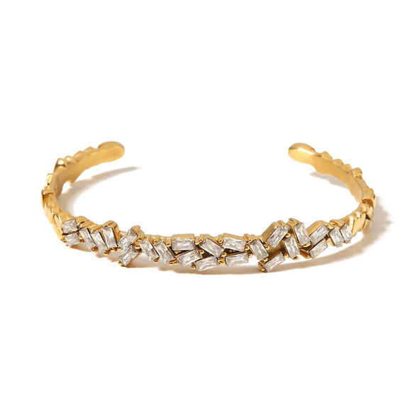 Wholesale Women's Geometric Stainless Steel Zircon Open Bracelet
