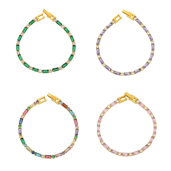 Wholesale Women's Geometric 316L Stainless Steel Zircon Plated 18K Gold Bracelet