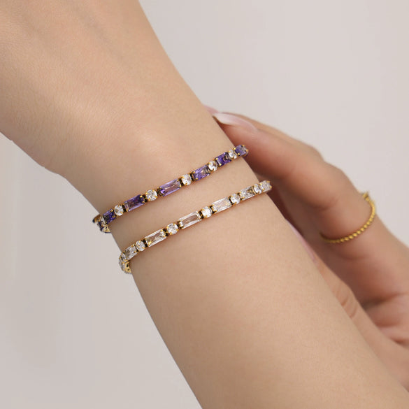 Wholesale Women's Geometric 316L Stainless Steel Zircon Plated 18K Gold Bracelet