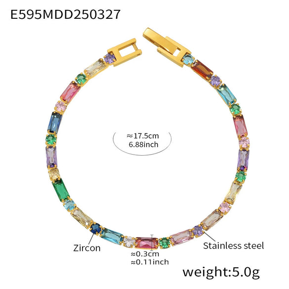 Wholesale Women's Geometric 316L Stainless Steel Zircon Plated 18K Gold Bracelet