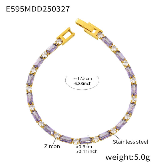 Wholesale Women's Geometric 316L Stainless Steel Zircon Plated 18K Gold Bracelet