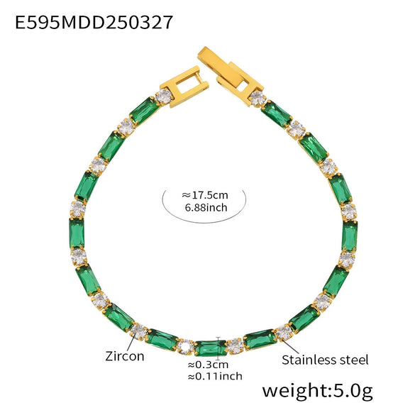 Wholesale Women's Geometric 316L Stainless Steel Zircon Plated 18K Gold Bracelet