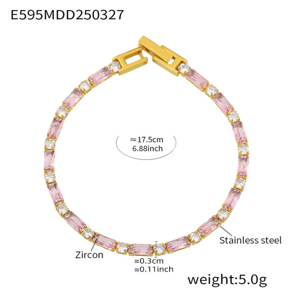 Wholesale Women's Geometric 316L Stainless Steel Zircon Plated 18K Gold Bracelet