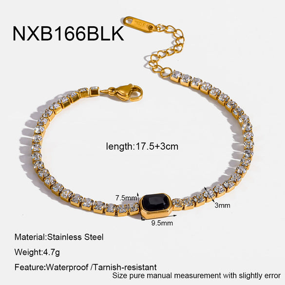 Wholesale Women's Geometric Stainless Steel Zirconia Inlaid 18K Goldplated Bracelet Insstyle Light Luxury Jewelry
