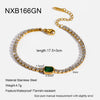 Wholesale Women's Geometric Stainless Steel Zirconia Inlaid 18K Goldplated Bracelet Insstyle Light Luxury Jewelry