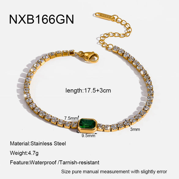 Wholesale Women's Geometric Stainless Steel Zirconia Inlaid 18K Goldplated Bracelet Insstyle Light Luxury Jewelry