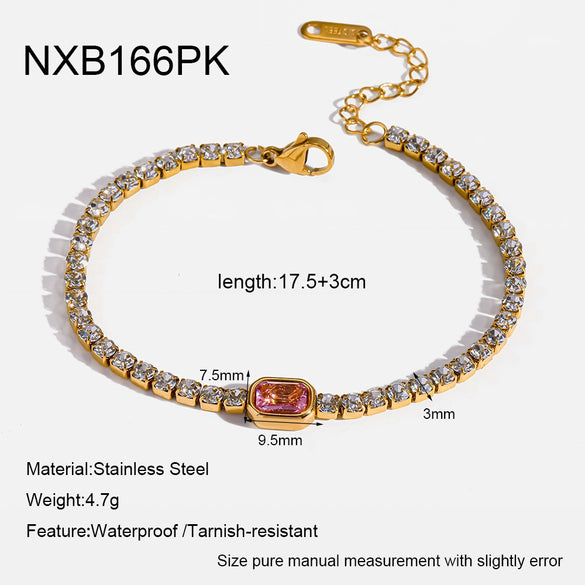 Wholesale Women's Geometric Stainless Steel Zirconia Inlaid 18K Goldplated Bracelet Insstyle Light Luxury Jewelry