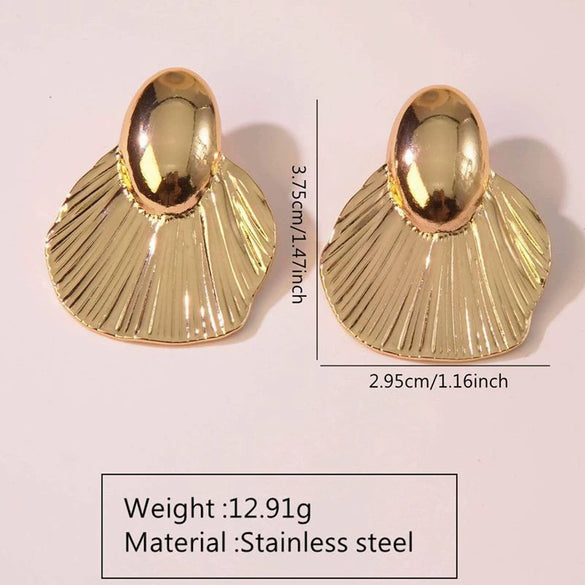 Wholesale Women's Geometric Stamped Stainless Steel Fishtail Earrings