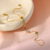 Wholesale Women's Geometric Star Drop Shape Heartshaped Real Gold Plated Stainless Steel Wrist Chain Bracelet