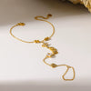 Wholesale Women's Geometric Star Drop Shape Heartshaped Real Gold Plated Stainless Steel Wrist Chain Bracelet