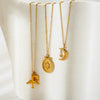 Wholesale Women's Geometric Star Moon Airplane Heart Envelope Pendant Stainless Steel Necklace With 18K Gold Plating And Oshaped Chain