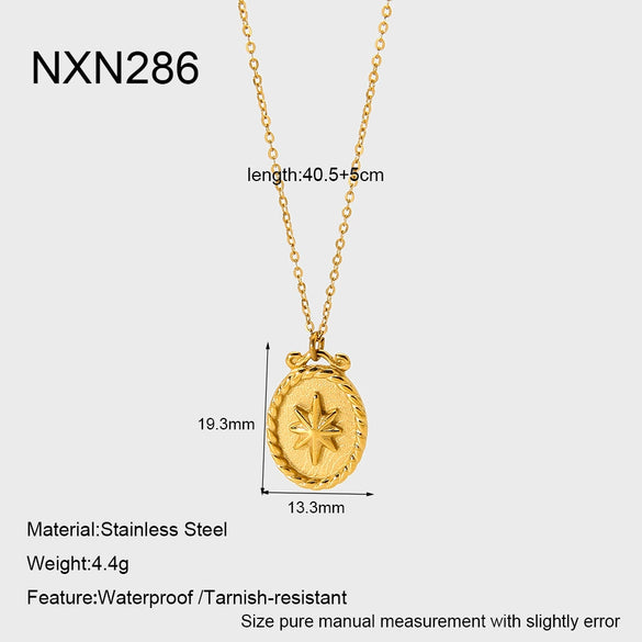 Wholesale Women's Geometric Star Moon Airplane Heart Envelope Pendant Stainless Steel Necklace With 18K Gold Plating And Oshaped Chain