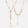 Wholesale Women's Geometric Star Yshaped Stainless Steel Necklace With Zircon Inlay And Vacuum Real Gold Plating In Pvd Furnace Oshaped Chain