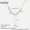 Wholesale Women's Geometric Star Yshaped Stainless Steel Necklace With Zircon Inlay And Vacuum Real Gold Plating In Pvd Furnace Oshaped Chain