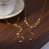 Wholesale Women's Geometric Star Yshaped Stainless Steel Necklace With Zircon Inlay And Vacuum Real Gold Plating In Pvd Furnace Oshaped Chain