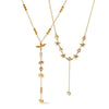 Wholesale Women's Geometric Star Yshaped Stainless Steel Necklace With Zircon Inlay And Vacuum Real Gold Plating In Pvd Furnace Oshaped Chain