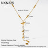 Wholesale Women's Geometric Star Yshaped Stainless Steel Necklace With Zircon Inlay And Vacuum Real Gold Plating In Pvd Furnace Oshaped Chain