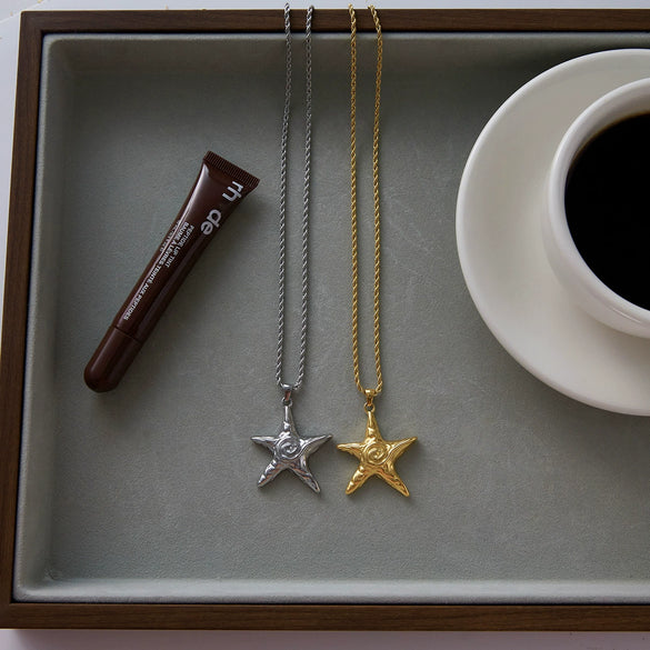 Wholesale Women's Geometric Starfish Pendant Necklace Made Of Titanium Steel And Stainless Steel With Electroplating Process