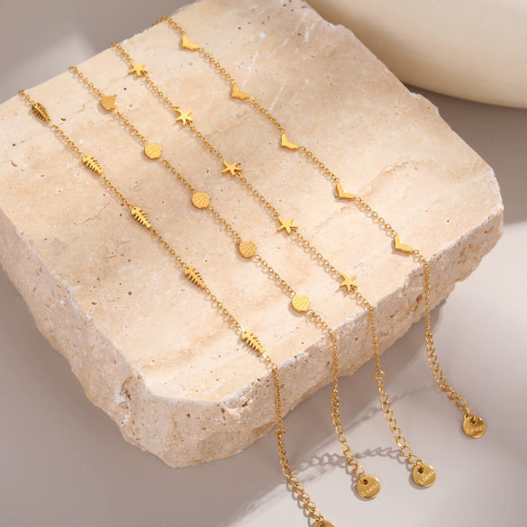 Wholesale Women's Geometric Starfish Stainless Steel Anklet Jewelry Light Luxury Exquisite Fashion