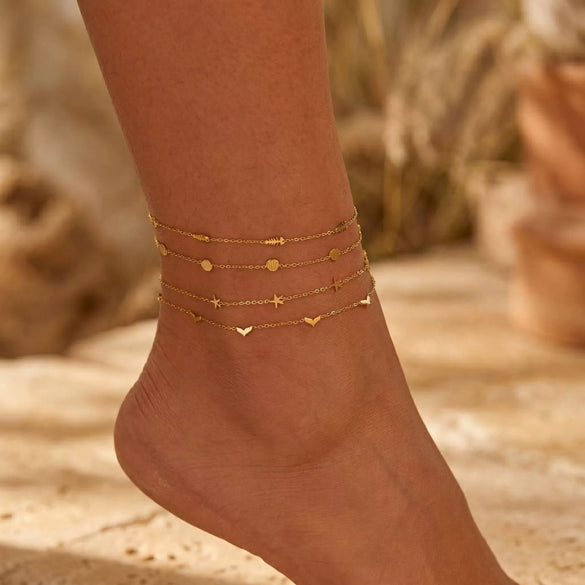 Wholesale Women's Geometric Starfish Stainless Steel Anklet Jewelry Light Luxury Exquisite Fashion