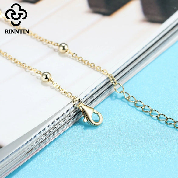 Wholesale Women's Geometric 925 Sterling Silver Anklet With Platinum Transfer Beads