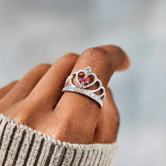 Wholesale Women's Geometric Sterling Silver Crown Ring With Electroplating