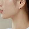Wholesale Women's Geometric Sterling Silver 925 Earrings With Full Diamond Zircon Inlaid And Electroplating Design