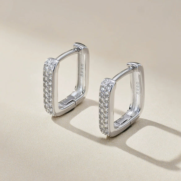 Wholesale Women's Geometric Sterling Silver 925 Earrings With Full Diamond Zircon Inlaid And Electroplating Design