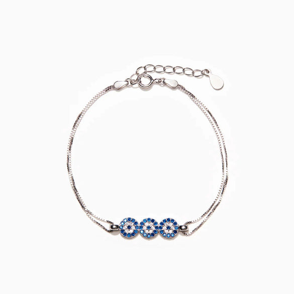 Wholesale Women's Geometric 925 Sterling Silver Evil Magic Eye Bracelet With Electroplating