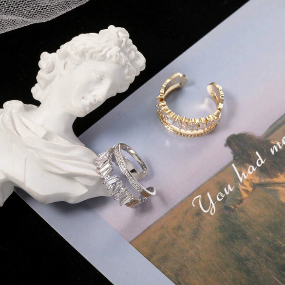 Wholesale Women's Geometric Sterling Silver 925 Irregular Crown Zircon Ring With Electroplating