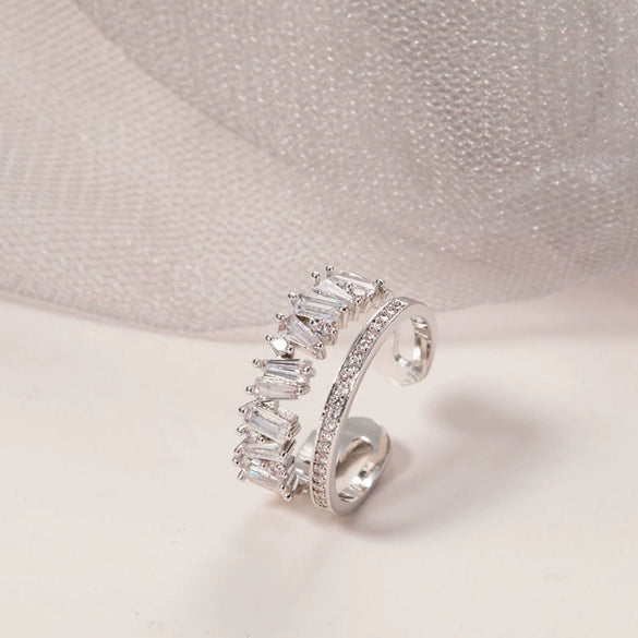 Wholesale Women's Geometric Sterling Silver 925 Irregular Crown Zircon Ring With Electroplating
