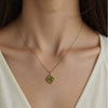 Wholesale Women's Geometric 925 Sterling Silver 18K Gold Plated Natural Color Treasure Pendant Necklace With Gem Setting