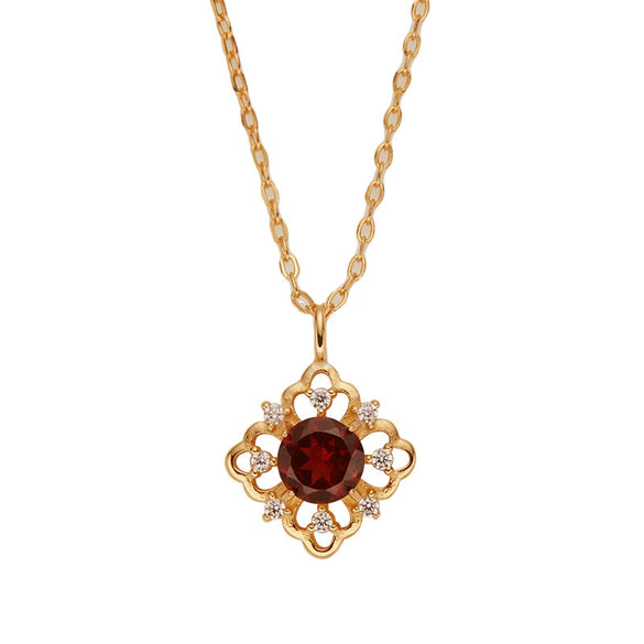 Wholesale Women's Geometric 925 Sterling Silver 18K Gold Plated Natural Color Treasure Pendant Necklace With Gem Setting