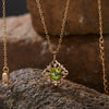 Wholesale Women's Geometric 925 Sterling Silver 18K Gold Plated Natural Color Treasure Pendant Necklace With Gem Setting