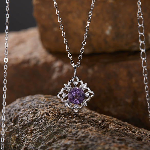 Wholesale Women's Geometric 925 Sterling Silver 18K Gold Plated Natural Color Treasure Pendant Necklace With Gem Setting