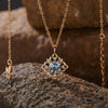 Wholesale Women's Geometric 925 Sterling Silver 18K Gold Plated Natural Color Treasure Pendant Necklace With Gem Setting
