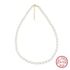 Wholesale Women's Geometric 925 Sterling Silver Natural Freshwater Pearl Baroque Adjustable Necklace With Electroplating And Cross Chain