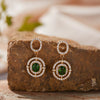 Wholesale Women's Geometric Sterling Silver 925 Plated 18K Gold Set With Gems Earrings